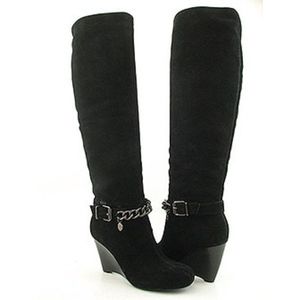 BCBGeneration Wedge Knee High Suede Black Boots